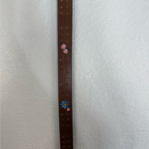 NWT Free People Eye Candy Leather Belt in Ground Clover Floral Accents Boho main image 4